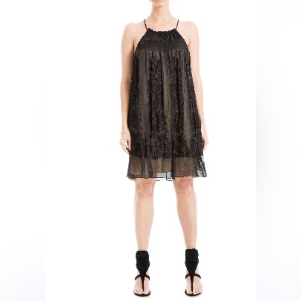 Max Studio Black Tiered Halter Cocktail Dress